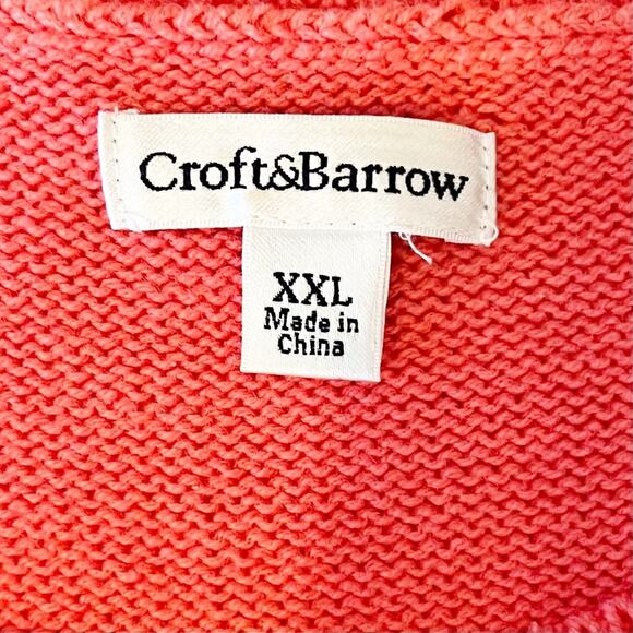 CROFT & BARROW Melon-Pink Pullover Sweater With Hem Detail, XXL - Picture 9 of 10